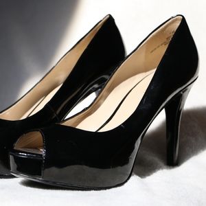 Black peep toe heels